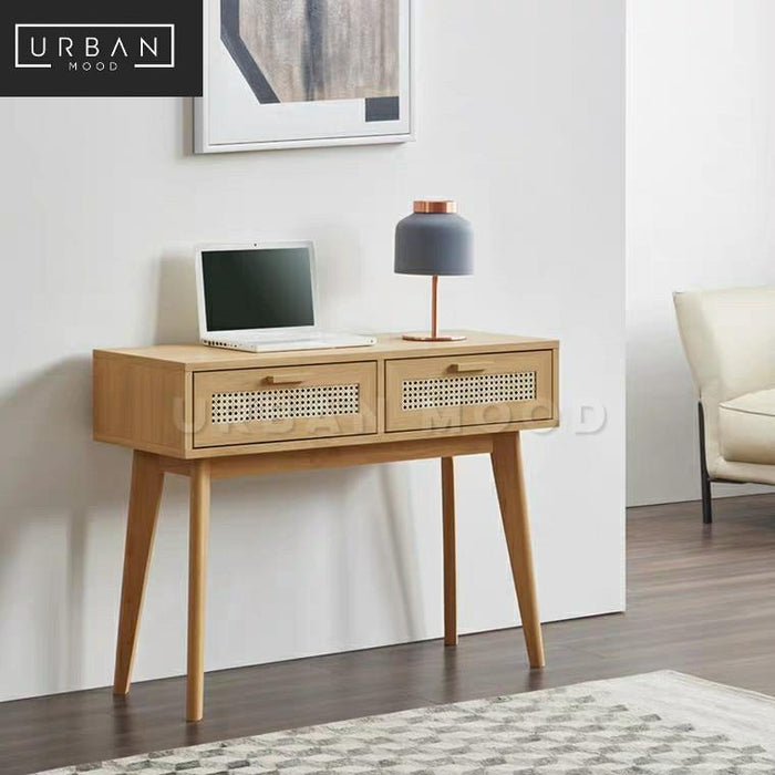 DENMORE Rustic Rattan Study Table