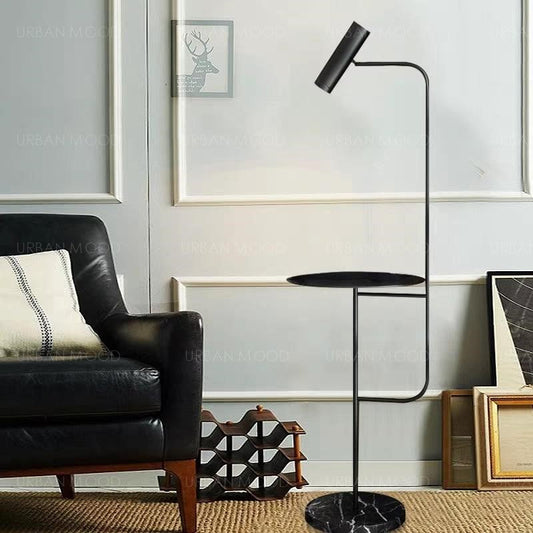 DEVERAUX Modern Industrial Marble Side Table Standing Lamp