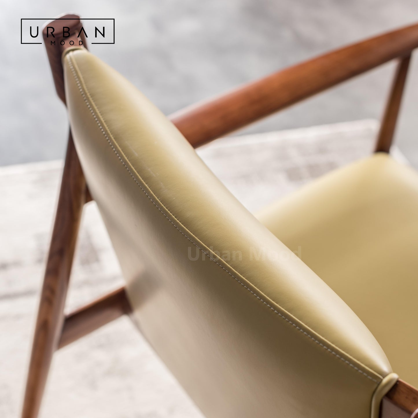 Premium | MAISEN Solid Wood Leather Lounge Chair