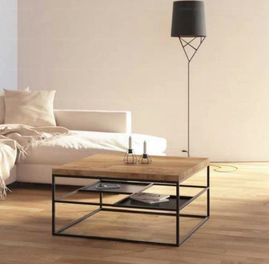 DYLAN Modern Industrial Mixed Element Coffee Table