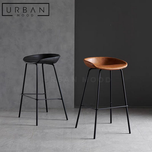 DONNY Modern Industrial Leather Bar Stool