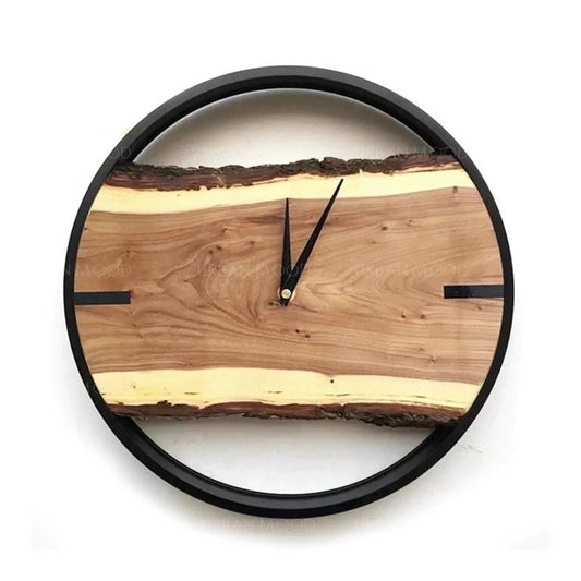 EISUKE Modern Rustic Wood Slab Wall Clock