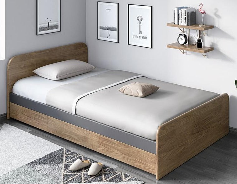 ELIAS Solid Wood Single / Queen Bed 1 /1.2 / 1.5 m