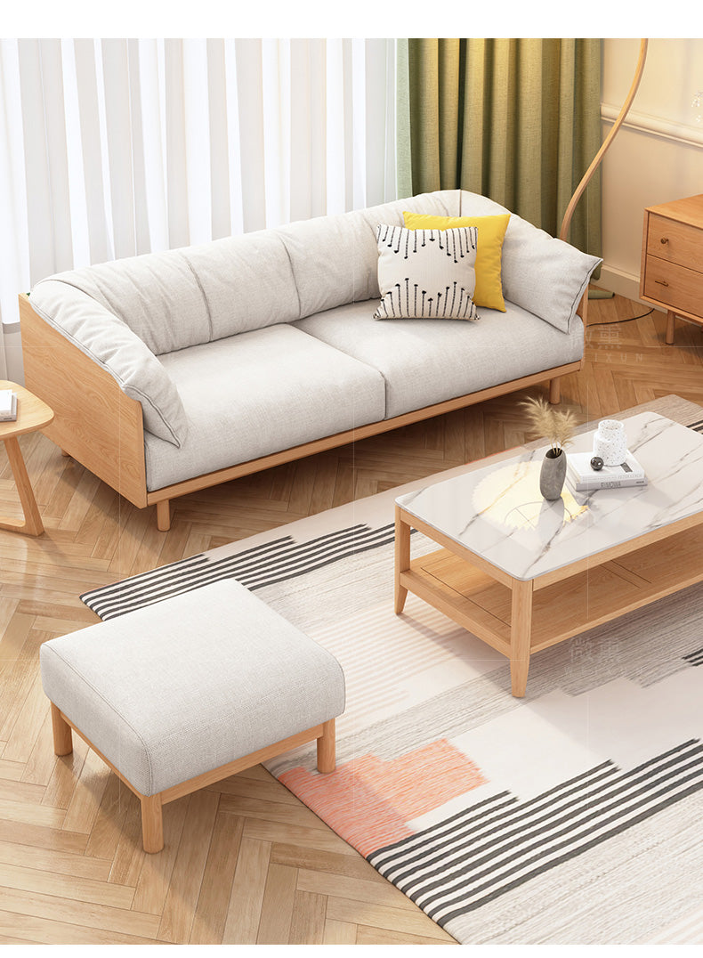 ELLIE Scandinavian Sofa Japanese Nordic Style Full Wood Frame 90 to 260 cm   ( 1, 2 3 Seater, Choice of 6 Size, 5 Color )