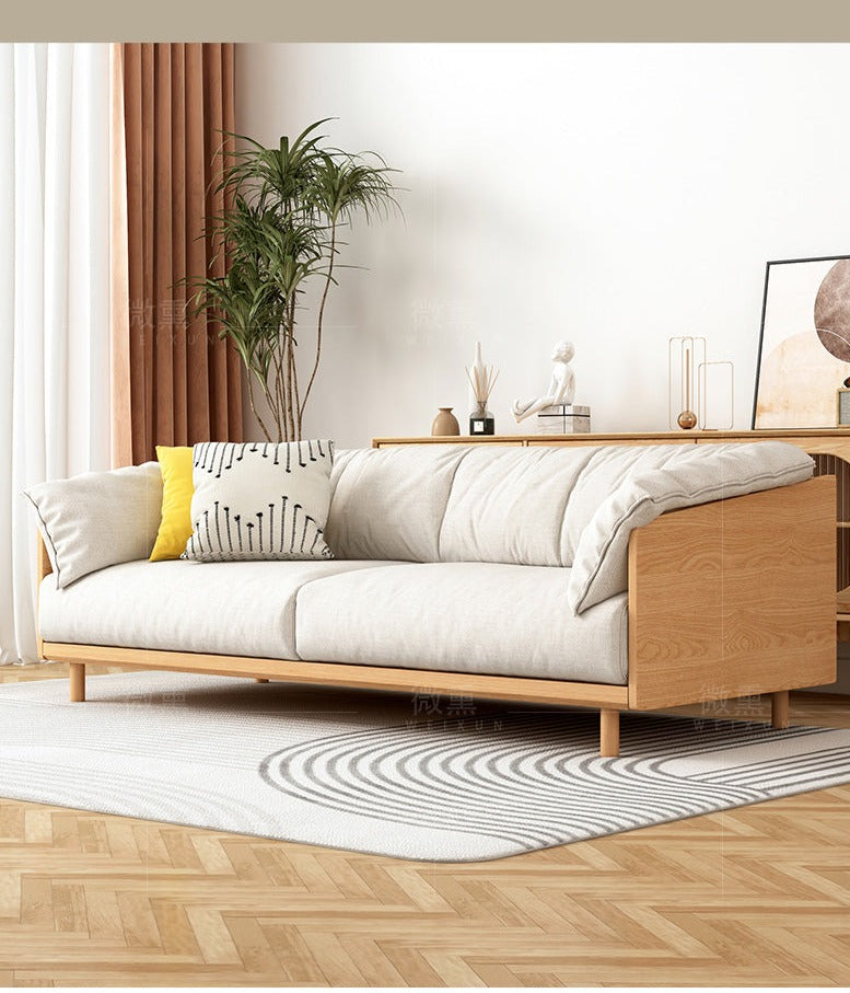 ELLIE Scandinavian Sofa Japanese Nordic Style Full Wood Frame 90 to 260 cm   ( 1, 2 3 Seater, Choice of 6 Size, 5 Color )