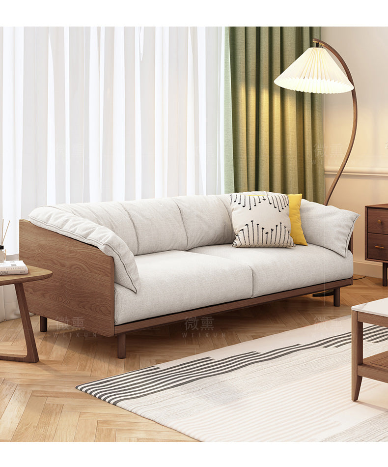 ELLIE Scandinavian Sofa Japanese Nordic Style Full Wood Frame 90 to 260 cm   ( 1, 2 3 Seater, Choice of 6 Size, 5 Color )