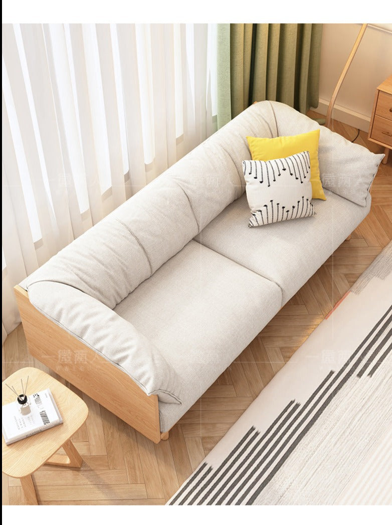 ELLIE Scandinavian Sofa Japanese Nordic Style Full Wood Frame 90 to 260 cm   ( 1, 2 3 Seater, Choice of 6 Size, 5 Color )