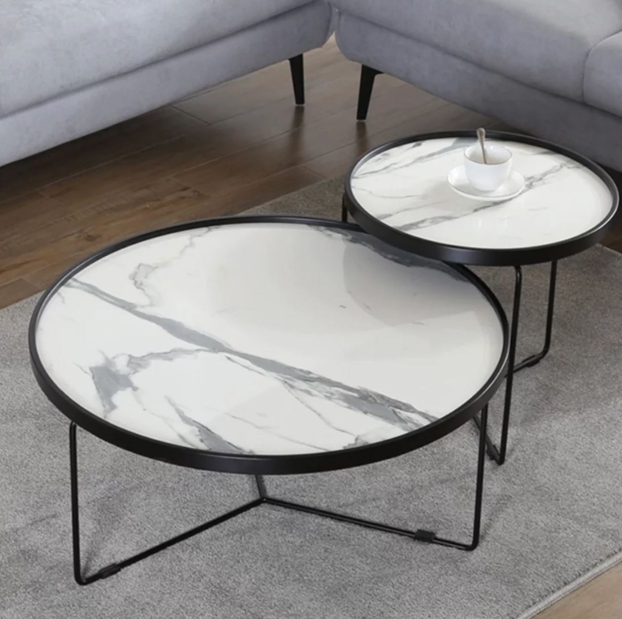 ELIJAH Round Marble Nesting Coffee Table