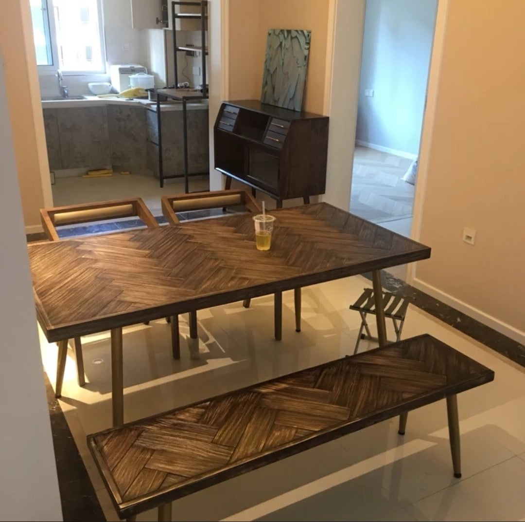 ELODIA Herringbone Acacia Dining Table