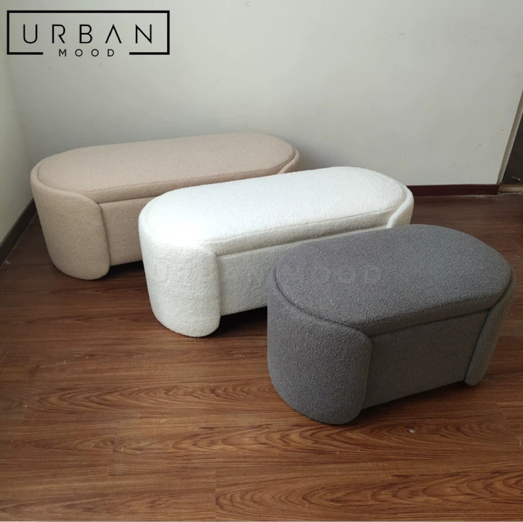 ELVEN Modern Boucle Storage Ottoman