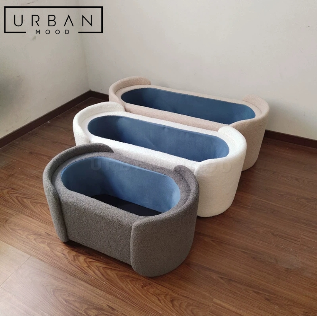 ELVEN Modern Boucle Storage Ottoman