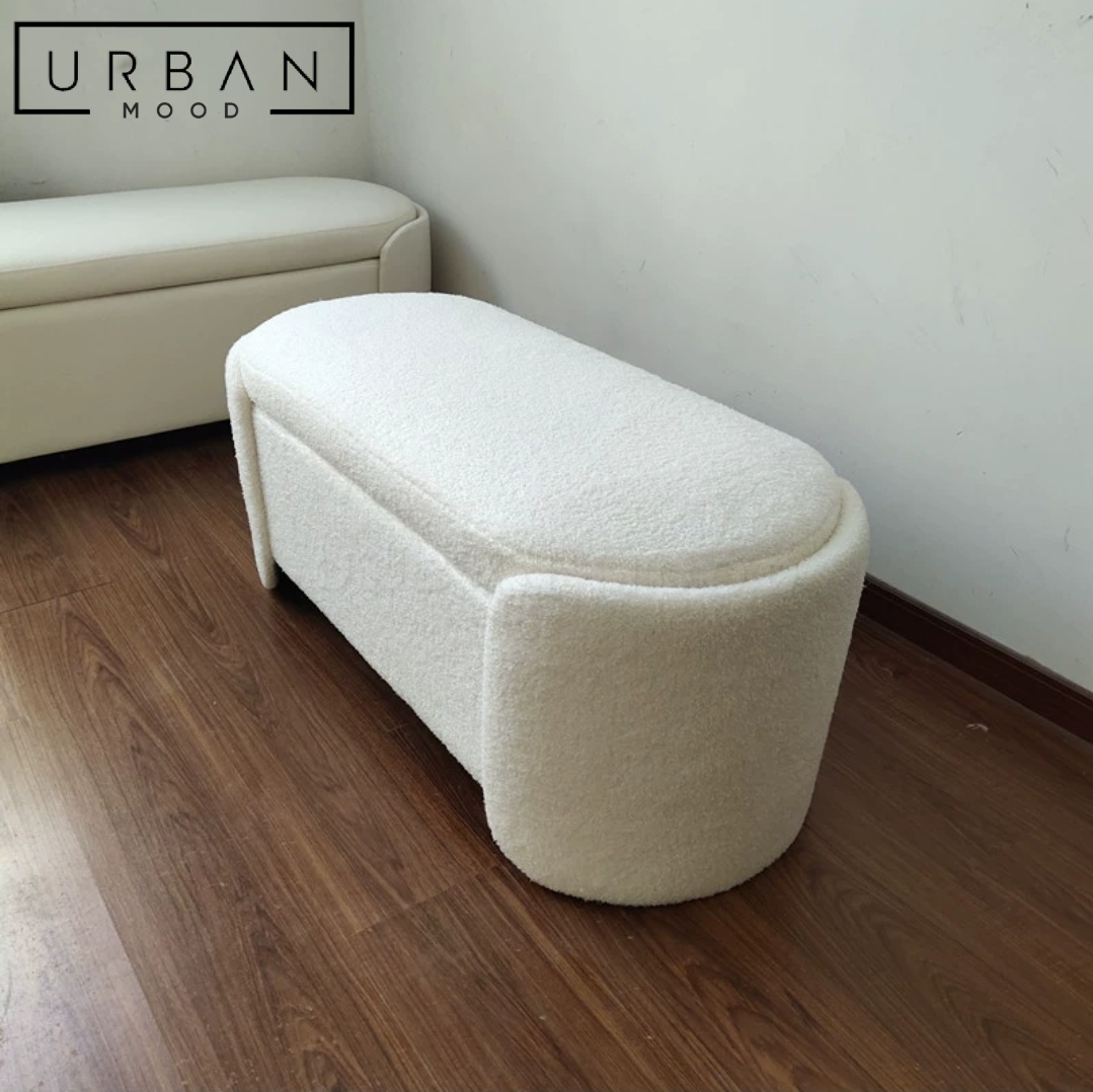 ELVEN Modern Boucle Storage Ottoman