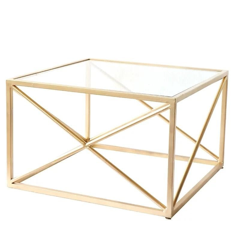 FELIPE Modern Industrial Tempered Glass Wire Coffee Table