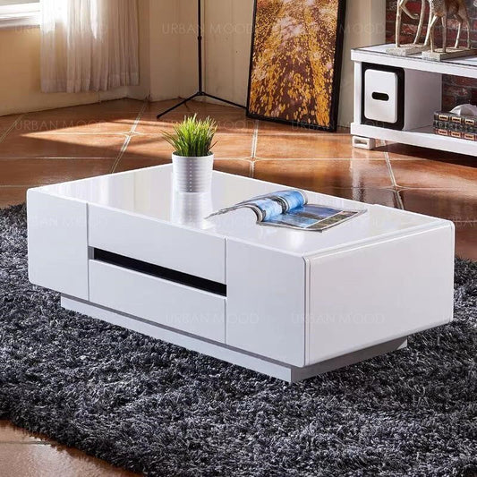 FERDINO Modern Glossy Piano White Coffee Table