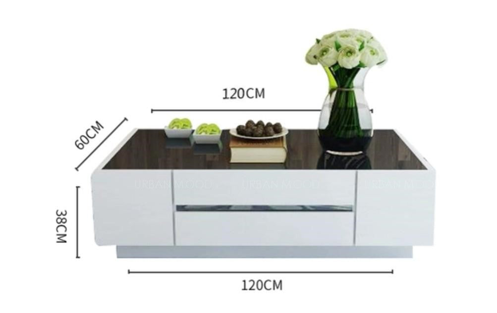 FERDINO Modern Glossy Piano White Coffee Table