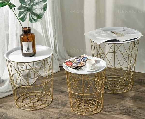 FLAVILLA Quirky Versatile Gold Metal Frame Side Table