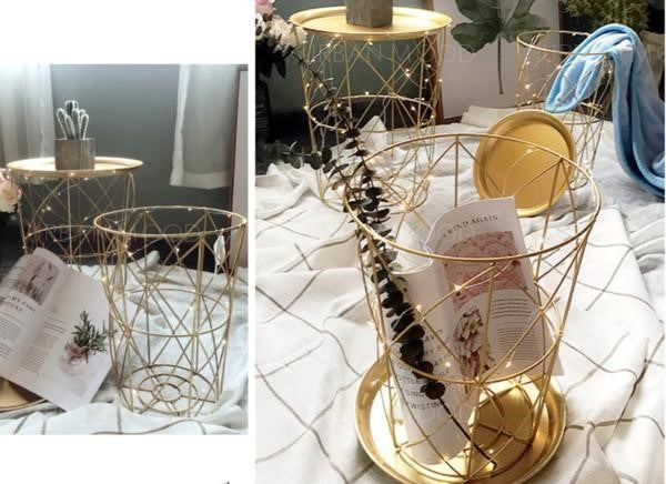 FLAVILLA Quirky Versatile Gold Metal Frame Side Table