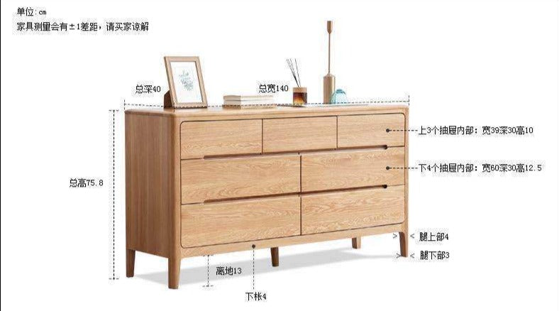 WAREHOUSE SALE GAVIN Pure Solid Wood 7 Drawers commode Nordic Scandinavian ( Discount Price $ 1499 Special Price $1299 )