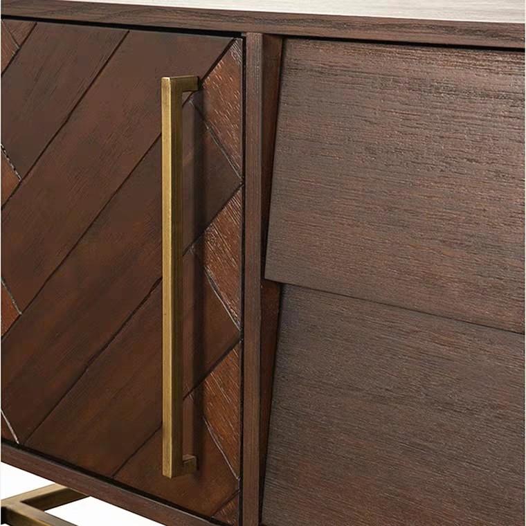 (Clearance) HERMIONE Herringbone Acacia Wood TV Console