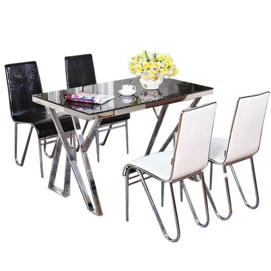 HISAKI Marble + Chrome Dining Table And Chairs