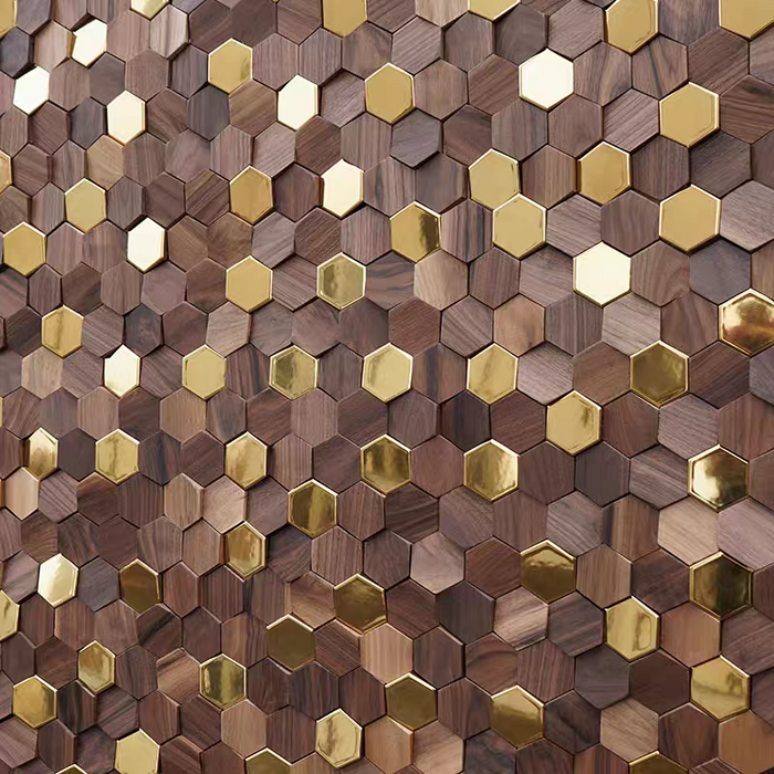 HXG1008 | Walnut Hexagon Wall Tile