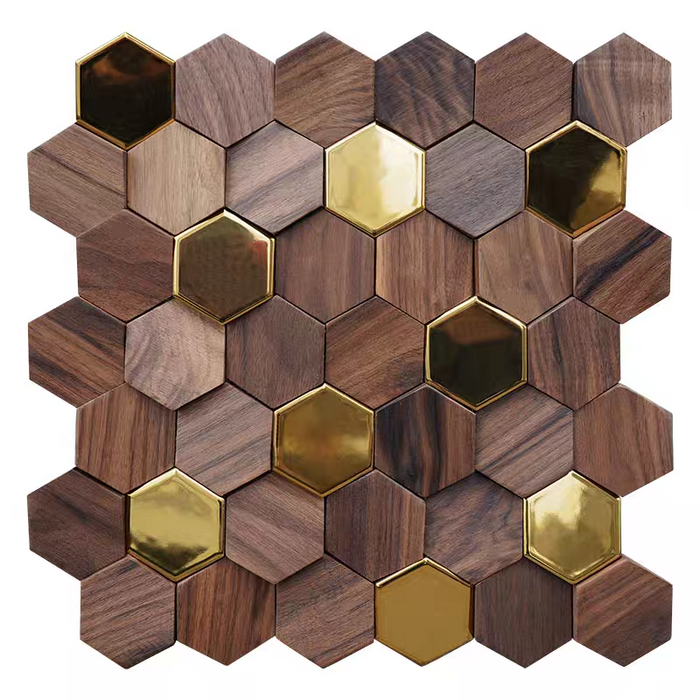 HXG1008 | Walnut Hexagon Wall Tile