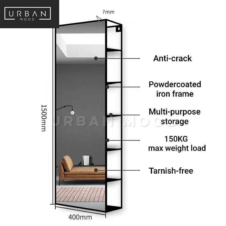 MALONE Modern Wall Mirror Shelf