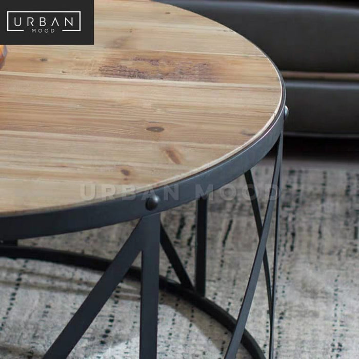 TORONTO Industrial Solid Wood Round Coffee Table