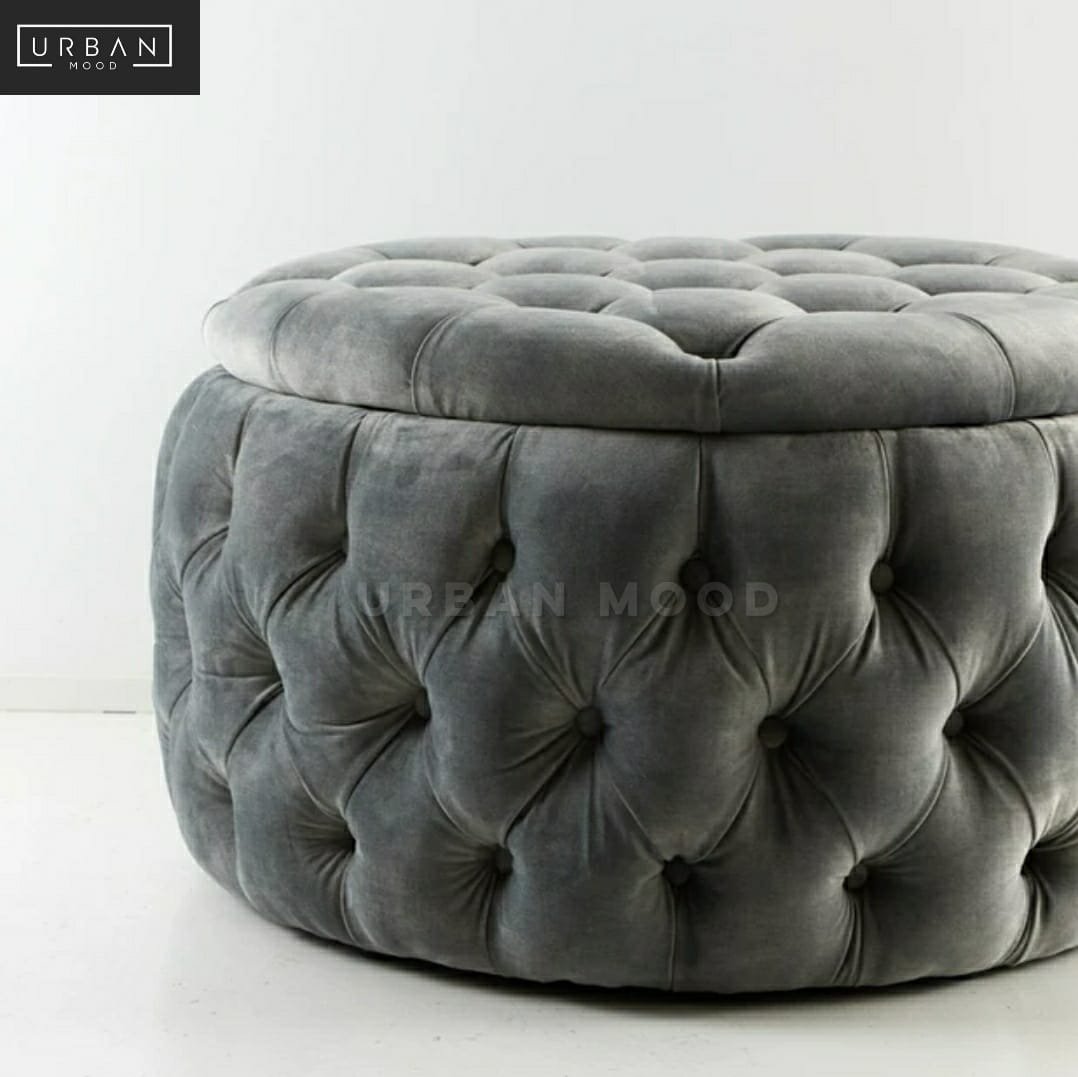 KIMBLE Victorian Tufted Storage Ottoman