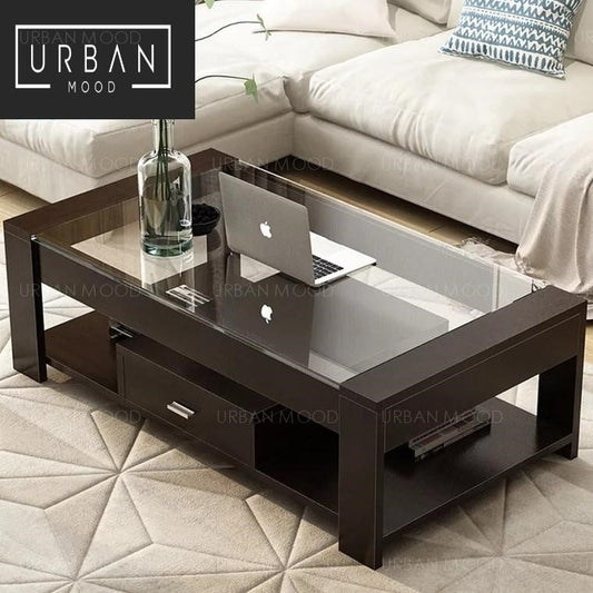 IVETTE Modern Tempered Glass Coffee Table