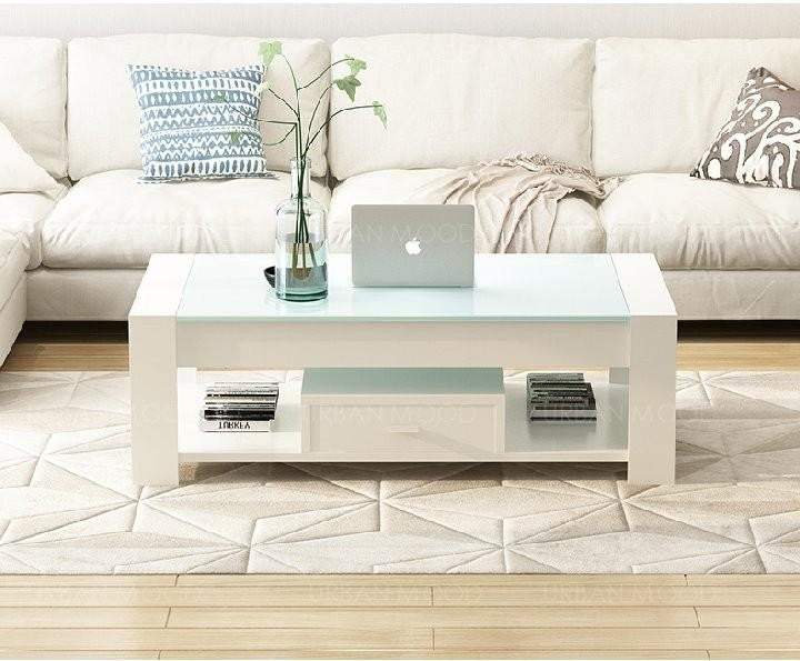 IVETTE Modern Tempered Glass Coffee Table