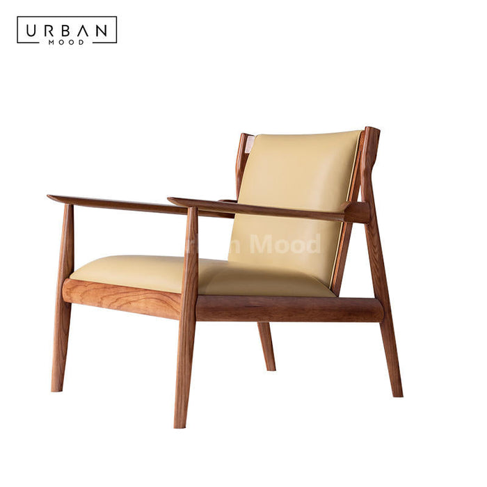 Premium | MAISEN Solid Wood Leather Lounge Chair