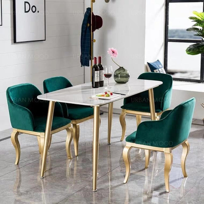 (Ready To Ship) JAYMEE Modern Minimalist Marble Gold Dining Table