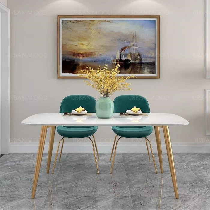 (Ready To Ship) JAYMEE Modern Minimalist Marble Gold Dining Table