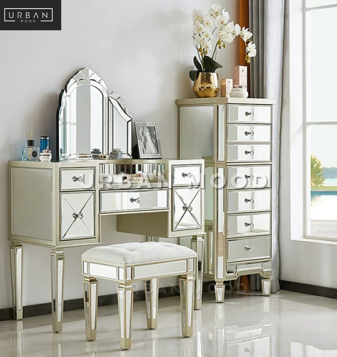 JULIETTE Victorian Mirrored Vanity Table Set