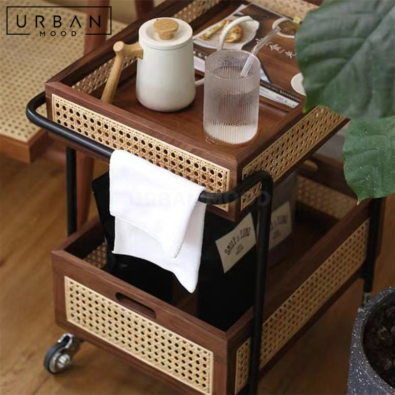 LUCID Retro Rattan Bar Cart