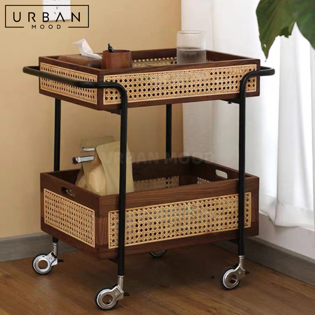 LUCID Retro Rattan Bar Cart