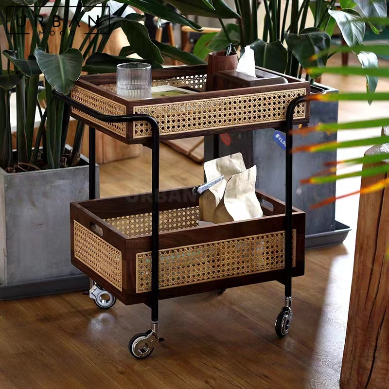 LUCID Retro Rattan Bar Cart