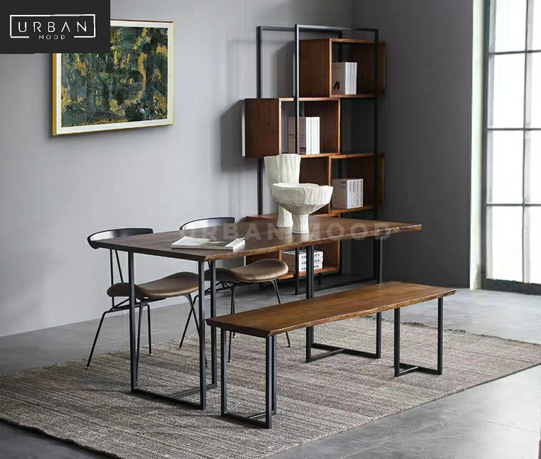 TYRUS Industrial Solid Wood Dining Table