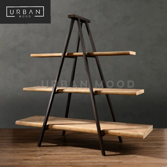 FORTE Industrial Solid Wood Display Shelf