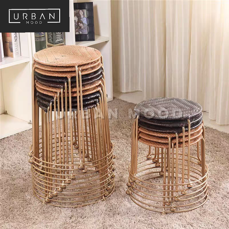 FERN Rustic Rattan Stool