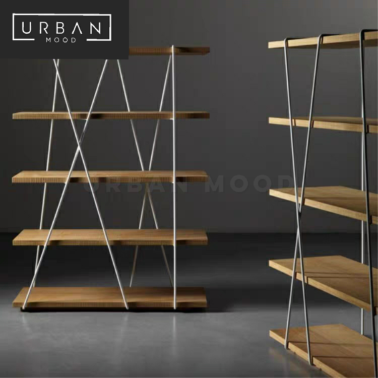 YUAN Modern Industrial Solid Wood Display Shelf