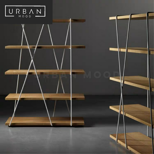 YUAN Modern Industrial Solid Wood Display Shelf