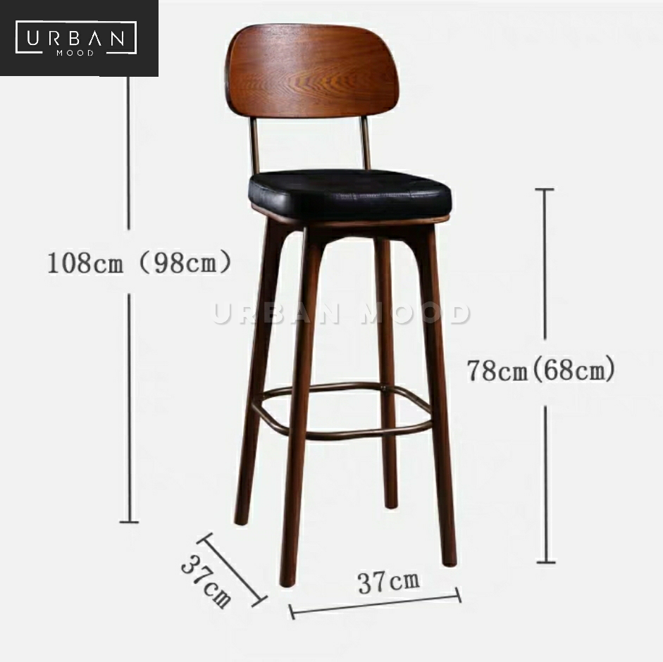 WARDEN Industrial Walnut Bar Chair