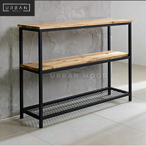 SADDLE Modern Industrial Solid Wood Hallway Console