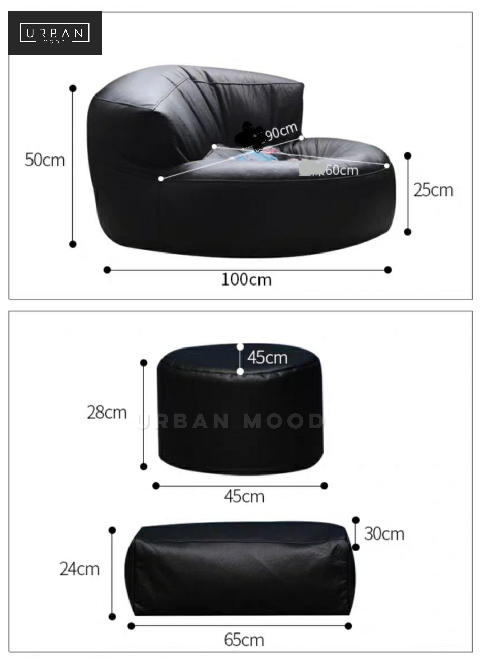 KENDEL Modern Bean Bag Armchair