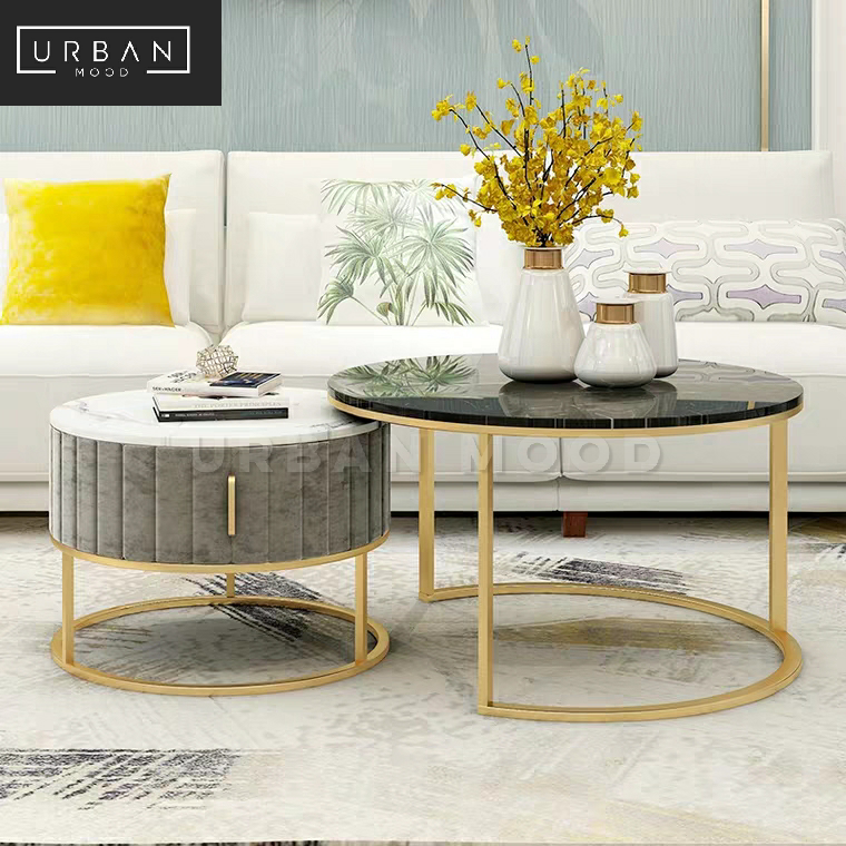 LYRICA Modern Marble Round Nesting Coffee Tables