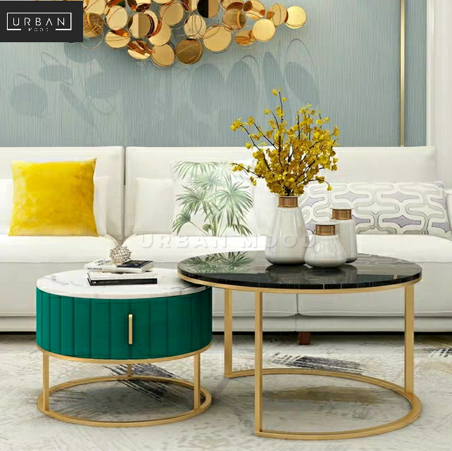 LYRICA Modern Marble Round Nesting Coffee Tables