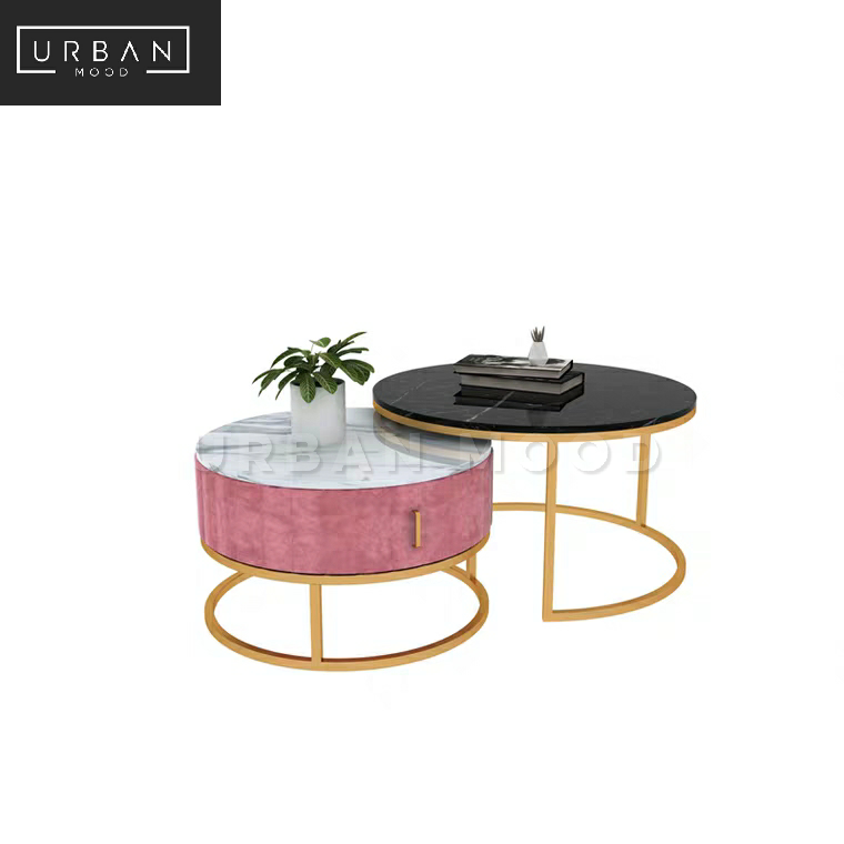 LYRICA Modern Marble Round Nesting Coffee Tables