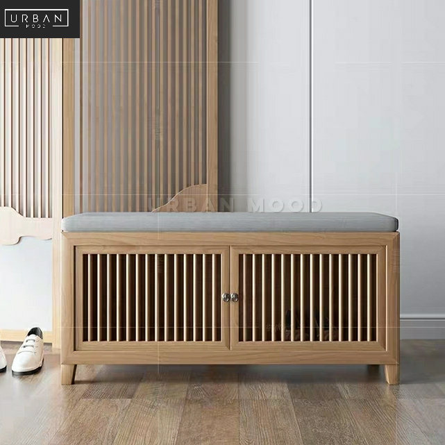 (Ready To Ship) SOJU Rustic Solid Wood Shoe Cabinet Bench